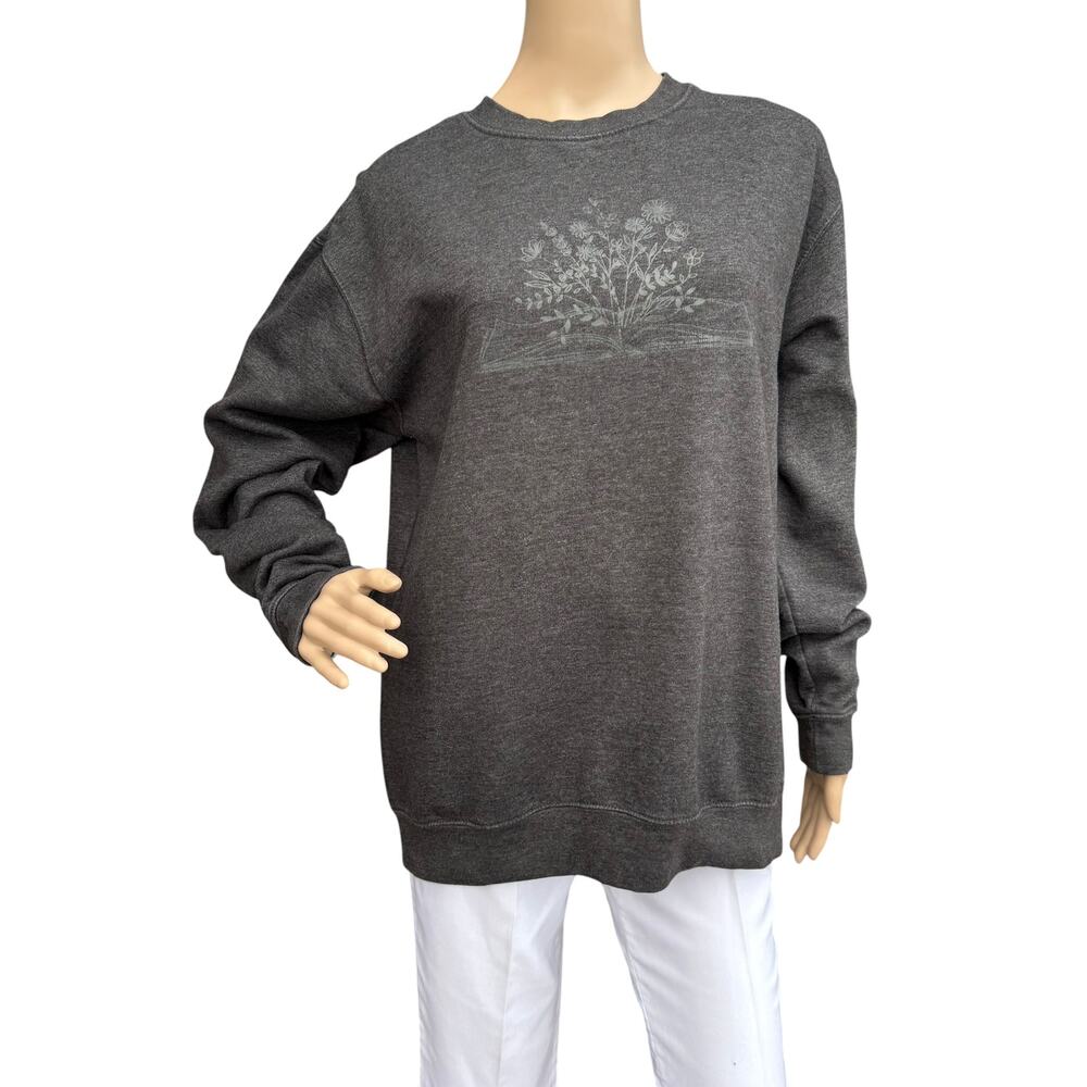 Independent Trading Co Floral Wildflower Sweatshirt Heather Black Large L